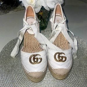 GUCCI LEATHER PLATFORM ESPADRILLE